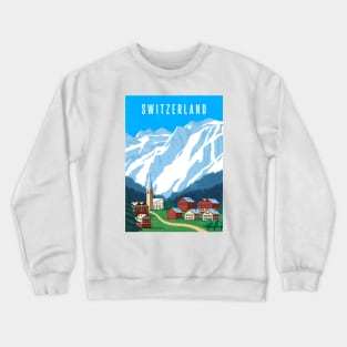 Switzerland, Alps - Retro travel minimalistic poster Crewneck Sweatshirt